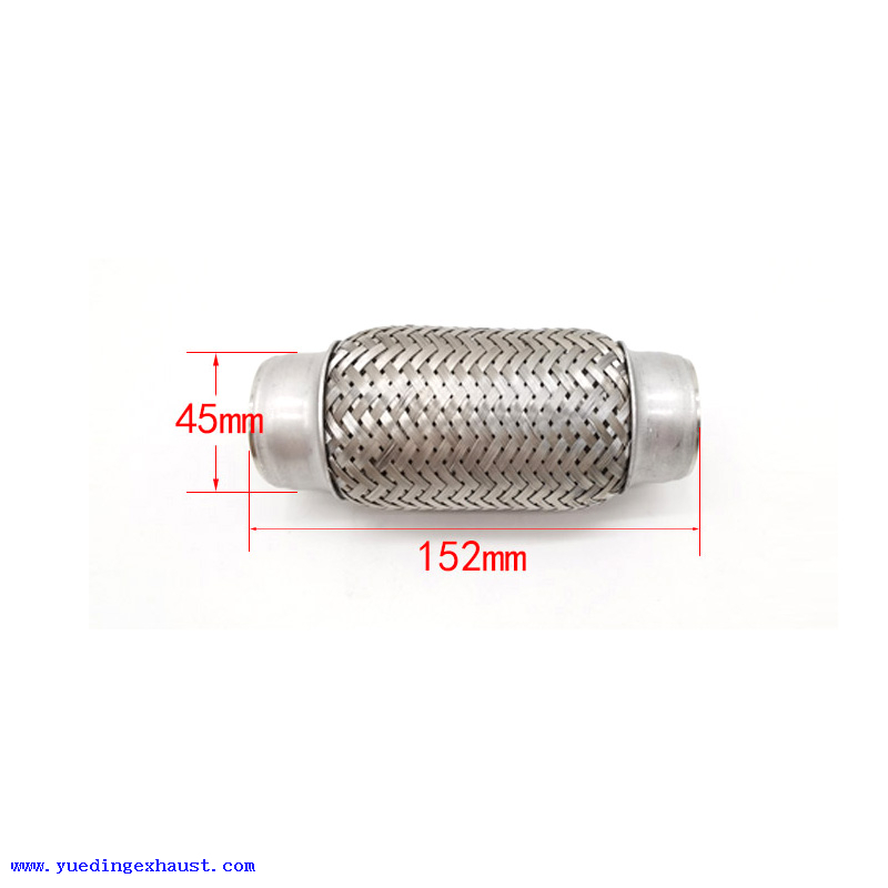 45 × 152 مللي متر أنبوب مرن لعادم السيارة من الفولاذ المقاوم للصدأ موصل مرن مزدوج الجديل