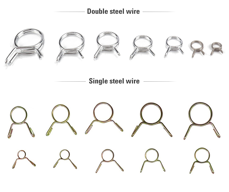 نوعان مختلفان من المشابك الزنبركية المصنوعة من أسلاك الفولاذ